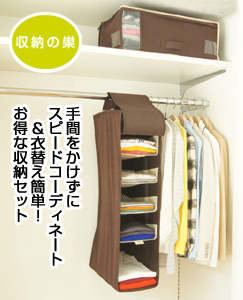 スピードコーディネート&衣替え簡単!洋服一覧ラックセット*省スペース実現フック付