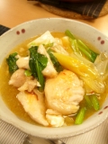 鶏むね肉と豆腐の中華風ネギスープ