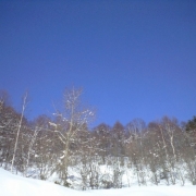 晴天に映える藍い空と白い雪