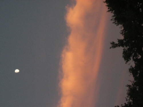 夕焼けとお月様の画像（1枚目）