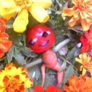 花と野菜にかこまれているときが一番の幸せな～～のだ・・・　　ｂｙ　トマト星人