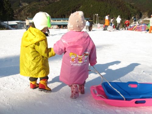 仲良し二人の雪の上でデートの画像（1枚目）