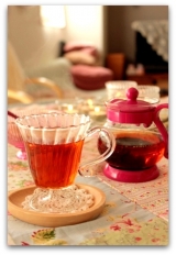 口コミ：私だけの♪チェリーピンクのポットちゃん　＆　美味しい紅茶の淹れ方　♪HARIOのジャンピングリーフの画像（1枚目）