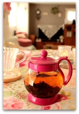 口コミ：私だけの♪チェリーピンクのポットちゃん　＆　美味しい紅茶の淹れ方　♪HARIOのジャンピングリーフの画像（7枚目）