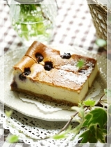 口コミ：KUKKUヨーロッパ産ブルーベリーパウダーを使って＊ベイクドチーズケーキ♪ | haruの画像（1枚目）
