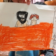 「7歳長男」おもしろ温泉、描いてください！☆絵本「あいうえおんせん」サイン本プレゼント☆の投稿画像