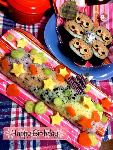娘の誕生日に作ったジバニャン巻き寿司とレインボーロール寿司（≧∇≦）の画像（3枚目）