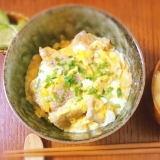 口コミ：【うちごはん】鮭で作ったしょうゆ？！だし香る塩豚卵とじ丼の画像（1枚目）