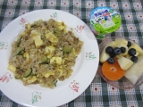 口コミ記事「ひき肉＆ズッキーニのカレー味チャーハンの朝ご飯」の画像