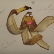 「シュールに飛んでる「もんぜんバナナ」♪」2000円の商品券が当たる！「もんぜんバナナ」おもしろポーズ写真募集の投稿画像