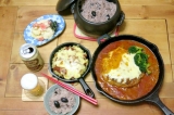 口コミ：今日の晩御飯/トマトパスタ鍋の残りをリメイク！　スキレットで作る、「大きな煮込みハンバーグと、マカロニグラタン」。<br />そして「キヨエの<完熟>黒オリーブ」でご飯を炊いてみた。の画像（1枚目）