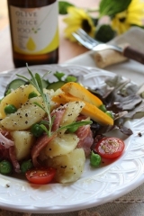 口コミ：キヨエのオリーブジュース100％で食べる夏野菜のポテトパスタ風の画像（1枚目）
