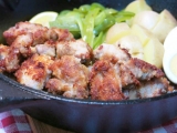 口コミ：今日の晩ご飯/ココナッツオイルを使って、スキレットで作る「鶏もも肉のパン粉焼き」で晩酌！の画像（5枚目）