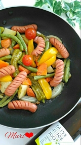口コミ記事「フライパンで！夏野菜&ウインナーのぎゅうぎゅう焼き」の画像