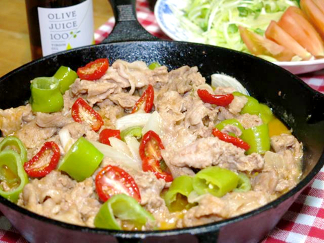 口コミ：今日の晩ご飯/スキレットで簡単調理！「豚肉のケチャップ炒め煮」の画像（1枚目）