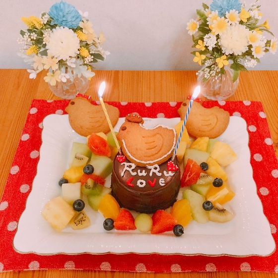 口コミ：モニプラ☆共立食品『デコペン３色セット』で手作りケーキ＆ルル２歳の誕生日おめでとう！の画像（6枚目）