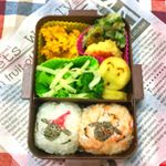 .キャンペーン応募用投稿なのでコメ欄閉めます🙇🏻💕..ひろ弁当(･∀･)❤.ひつじのショーンおにぎり🐑✨.ブロッコリーカボチャサラダポテト豆腐チキンナゲ…のInstagram画像