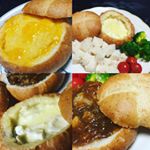 #ホムパリ のブレッドボウルで#パンdeパーティー 💕左上のデザートミックスも甘すぎず美味し！#ブレッドボウル あとはあめ色玉ねぎと牛肉のグラタン風、もう1つはチーズフォンデュ…のInstagram画像