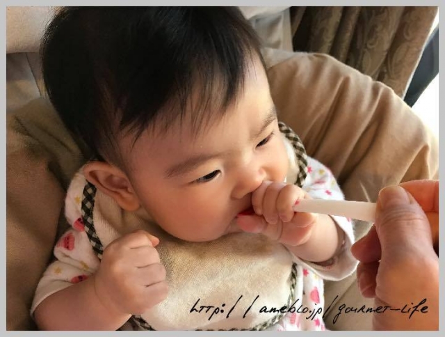 口コミ：私に似て食いしん坊な娘っち。モリモリパクパク離乳食スタート：リッチェルの画像（4枚目）