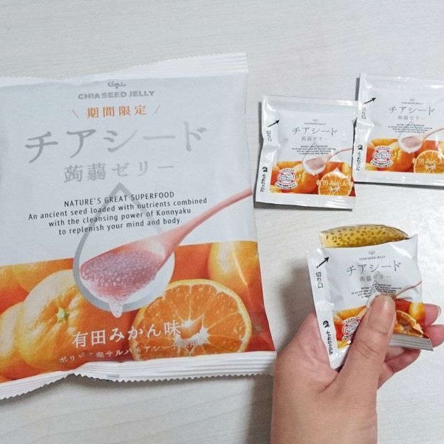口コミ投稿：『チアシード蒟蒻ゼリー』前回はレモン味を頂きましたが今回は有田みかん味です☆やっ…