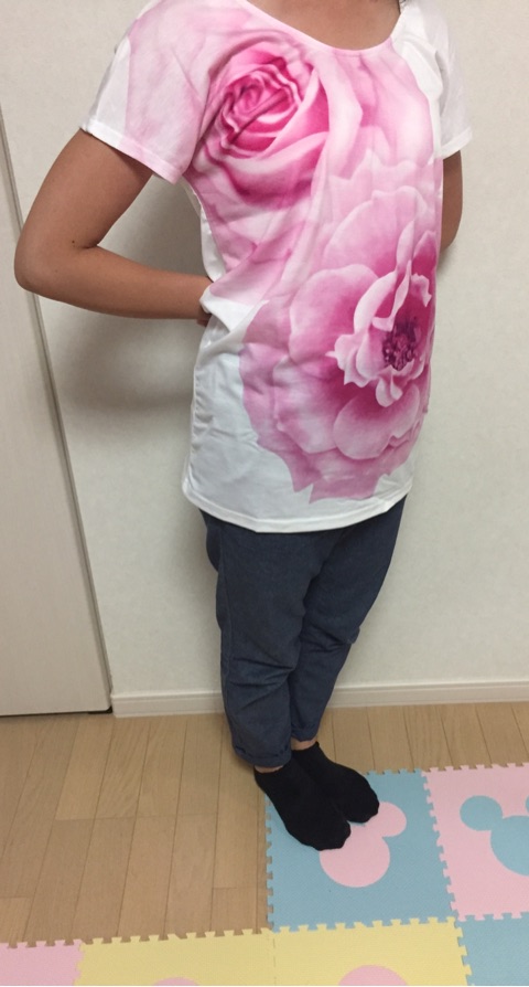 口コミ：サラッと着心地最高♡夢展望♡フラワープリントＴシャツチュニックの画像（8枚目）