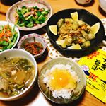 ．#大寒卵 #アサムラサキ #かき醤油 #ＴＫＧ #たまごかけご飯 #monipla #アサムラサキファンサイト参加#牡蠣のガーリックソテー #冬瓜スープ #冬瓜の皮のきんぴら #皮も捨てない #…のInstagram画像