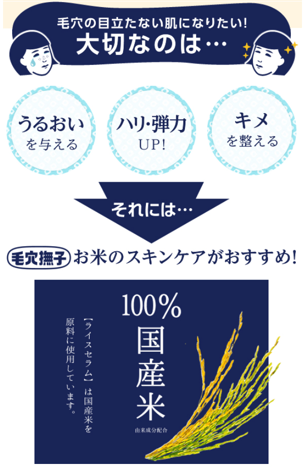 口コミ：100％国産米由来のライスセラム配合でお肌しっとり♡毛穴撫子　お米の化粧水の画像（3枚目）