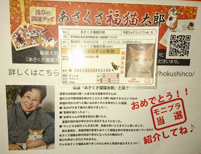 口コミ：【モニター体験報告】あさくさ福猫太郎 開運豆お守りの画像（2枚目）