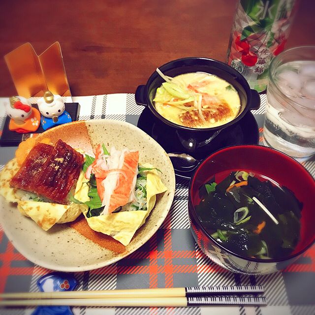 口コミ投稿：_______Eel & crab sushi for dinner☺️🍣Eel &crab are made from minced fish😳‼️____…