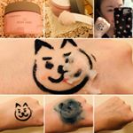 食べられるバラを使っているクレンジング、メイクの粉パウダー系のものにはすぐ馴染んで溶けます。落ちにくいリキッドアイライナーで流行りの秋田犬マサルを描いてチェック。マサルのほっぺのチークとリップ…のInstagram画像