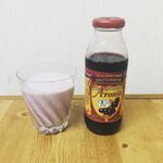 牛乳と割って飲んでみましたが、飲むヨーグルトのようなとろみがついてとても飲みやすかったです！#aroniada #monipla #nakagaki_fanのInstagram画像