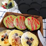 今日のおやつ(^^)・パンケーキプレート（7枚焼）を使用して作りました💕・ガスコンロ専用です・うちはガスコンロじゃないけど使えるんです(^^)・これ、思ってた以…のInstagram画像
