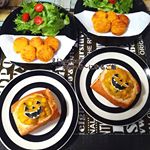 ハロウィン当日は、撮影用のご飯を朝からバタバタと作り、ちゃんとデコした夕ご飯にはなりませんでしたが、モニターで頂いたかぼちゃのポタージュを使って、ハロウィンデコを(●´ω`●) フランスパンをくり抜い…のInstagram画像