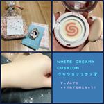 .今回はいちごミルク化粧下地？！【ホワイトクリーミー クッションファンデ】をご紹介します😊💕.今話題の韓国コスメ✨✨ポンポンのせるだけで肌がぱっと白く明るくなります！·…のInstagram画像