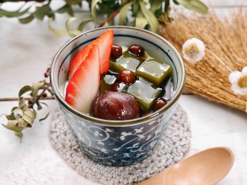 口コミ：豆寒天で和スイーツ作り・時短抹茶プリンの画像（1枚目）