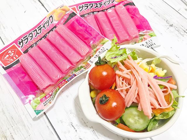 口コミ投稿：＊辛子明太子風味のサラダスティック🥗可愛い薄ピンク色なので、サラダが華やかになり…