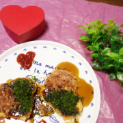 バレンタインデーにハートのお好み焼き❤️