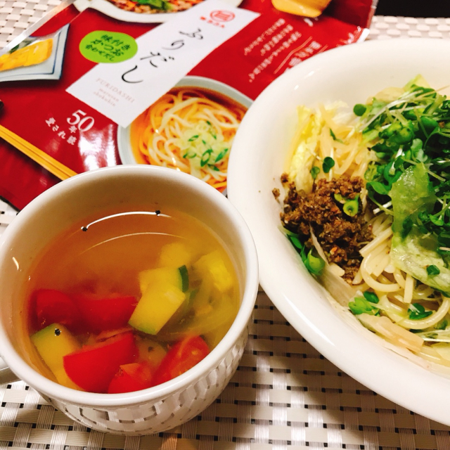 口コミ：ふりだしで夏野菜スープ&ゼリー寄せの画像（1枚目）