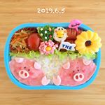 ・2019.6.5.Wed・今日のお弁当はブタちゃん🐖❤️・@__mami_obento__ さんが作ってたお弁当が可愛くて真似っこさせてもらいました💕(勝手に名前ごめ…のInstagram画像