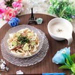*****今日のランチ🍽*メニュー🍽冷汁うどん(きゅうり🥒、茗荷、大葉)🍽冷たいじゃがいものスープ**冷汁うどんつゆ使用で簡単に冷汁うどんが完成😆💕…のInstagram画像