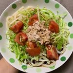 本日の朝ごはん。野菜たっぷりサラダうどんです。最近は暑さから食欲が落ちているので、さっぱり食べられるものを中心に食べています。朝は忙しいので、何品も作ることは難しいですが、なる…のInstagram画像