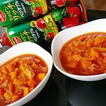 こんにちは♡今日の朝ごはんは『野菜たっぷりスープ』で、お腹いっぱいです(^^)！！ @monipla_official 様に頂いた『デルモンテ リコピンリッチベジタブル 野菜飲料』を使って作り…のInstagram画像