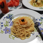 糖度５０度！！！オーガニックの、【黒にんにく】とってもフルーティーな味わい♡お料理にも…♫明太子パスタに、ウニ、黒にんにくをトッピング🤭♥️明太子パスタはバター、明太子の切り身から皮を取り…のInstagram画像