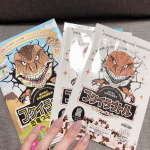 ・今日は恐竜のパックしてみたよ＼(^^)／毎日たくさん時間あるからスキンケアに時間かけてます☆*。・・#恐竜 #フェイスパック #恐竜フェイスパック #なりきり #家族 #カッ…のInstagram画像