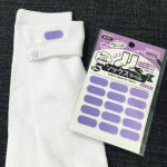 お役立ちアイテム。KAWAGUCHIのお名前ソックスラベル🧦程よいサイズ感。シールで仮止めしてアイロンで接着できる簡単さも嬉しい✨接着前に娘に履かせてみたけど違和感なく履けていい感じ。カラー…のInstagram画像