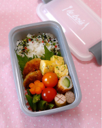 𖠇こんにちは(⁎ ᵛ ᵕ ᵛ)今日は新しいお弁当箱を使ってみました٭いつもパパ弁に使う　@komorijushi_official さんのドーム型弁当箱の中盛りサイズです。.小盛り…のInstagram画像