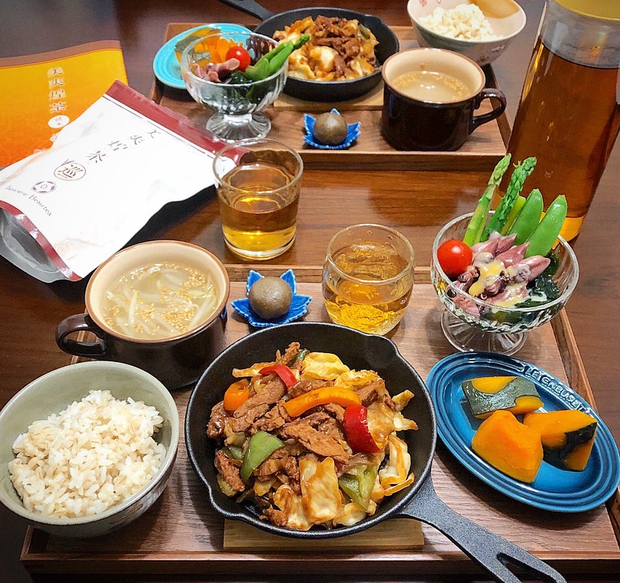 口コミ投稿：こんばんは☺️..#今日の晩御飯・回鍋肉(#大豆のお肉 使用)・ホタルイカとワカメの酢味…