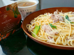 おはようございます♡♡昨日のお昼ごはんは、u0040yasai_first 様の『野菜をMOTTO』のスープとパスタ♪♪『野菜をMOTTO』は、化学調味料無添加＆野菜がたっぷりで栄養満点(^^…のInstagram画像