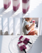 ☞⍤⃝☜...おうち で 手作りアイス🧊プラスチック の 容器 に 注いで冷やすだけ◎今回 は 2種類 の ジュース で 作ってみたよ♡久しぶり の アイス で ３本 ペロ…のInstagram画像