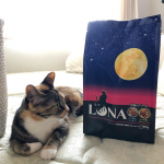 .キャットフードLUNA。.安心の国産品のドライフードで味は2種のアソート。.かつお節としらす添えとかつお節とほたて味ビッツ添え。.小分けの4袋入りで健康維持に配慮した…のInstagram画像